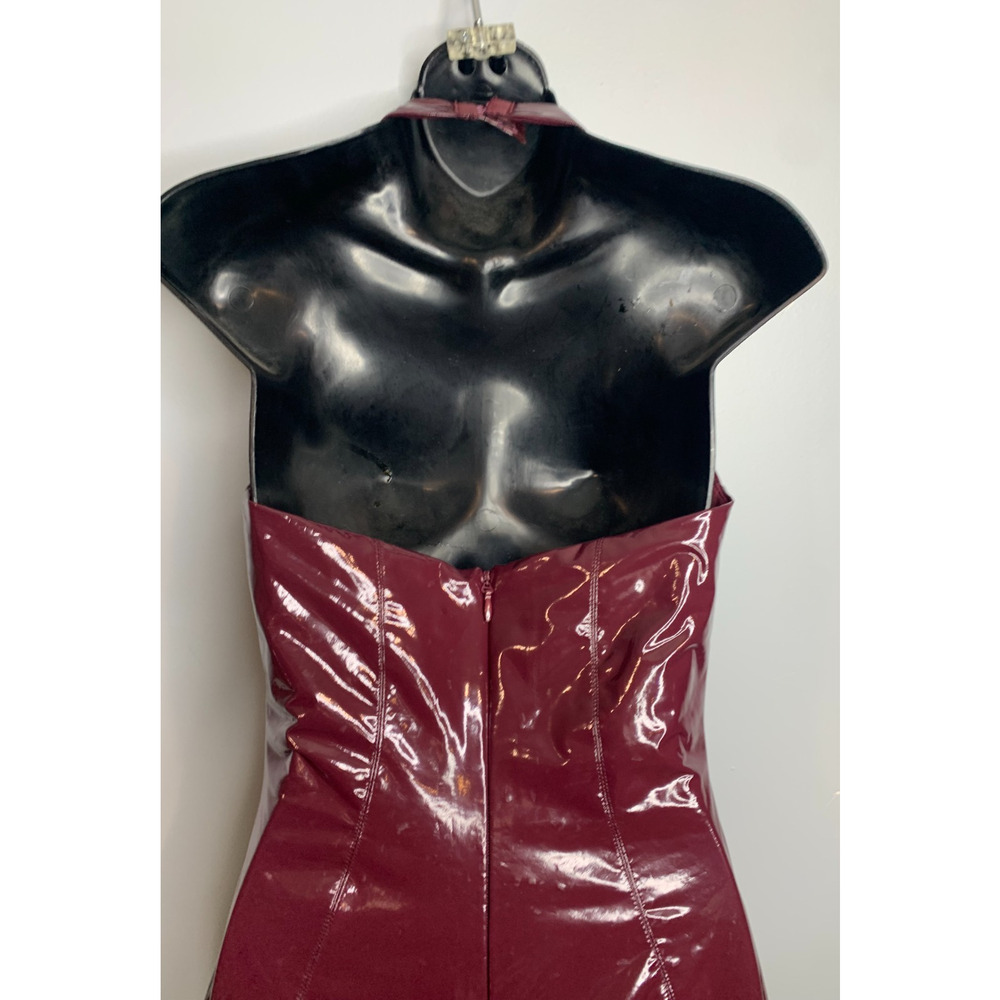 BabyBoo Women's Small Maroon Polyurethane Halter Dress Zip Back - Picture 6 of 10